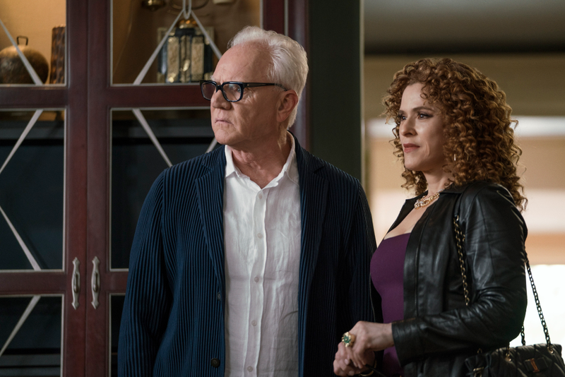 Malcolm McDowell and Bernadette Peters (Photo: Sarah Shatz/Amazon Studios)